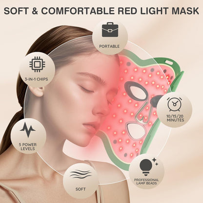 660Nm & 850Nm Red Light for Face, Soft LED Red Light Mask Face for Home Use