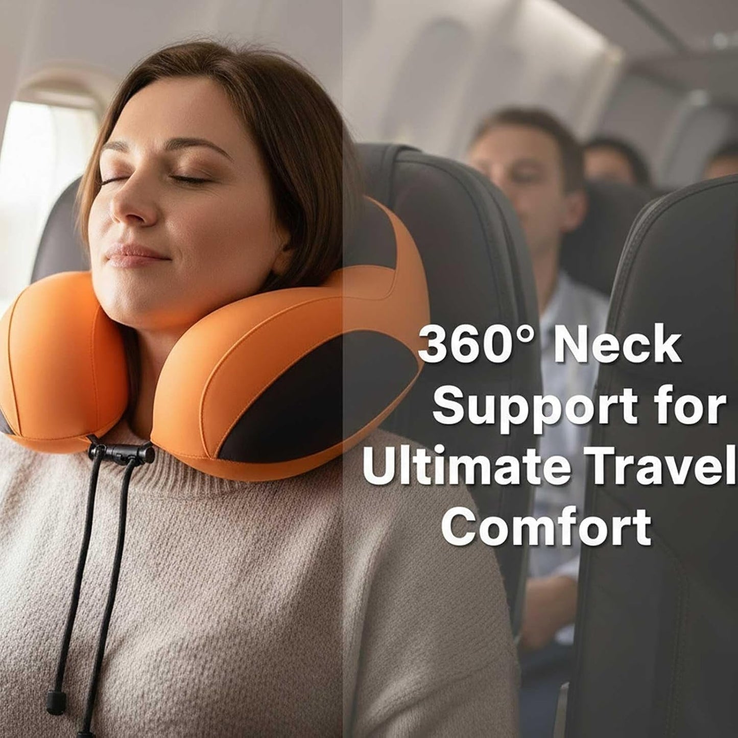 Neck Pillow for Traveling,Travel Pillow with Hard Case for Airplane 100% Pure Memory Foam,Travel Neck Pillow for Flight Headrest Sleep,Travel Essentials (Orange)