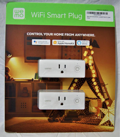 43K-720-0224R Mini Smart Plug Compatible with Alexa, Google Assistant & Apple Homekit(F7C063-Cc), 2-Pack