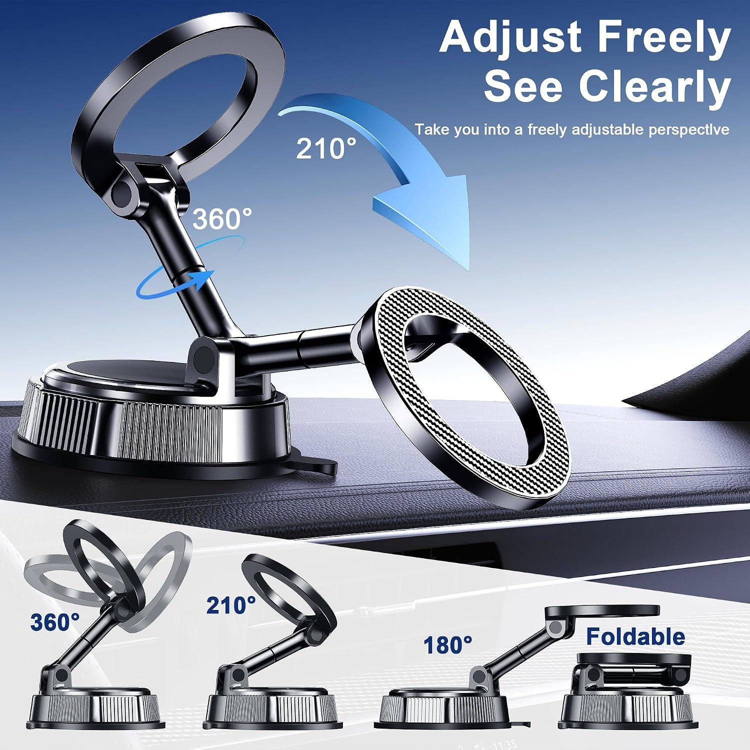 for Magsafe Car Phone Holder Mount Phone Mount for Car Windshield Dashboard Air Vent Universal Hands Free Automobile Cell Phone Holder Fit for Iphone Smartphone Camera Mounts