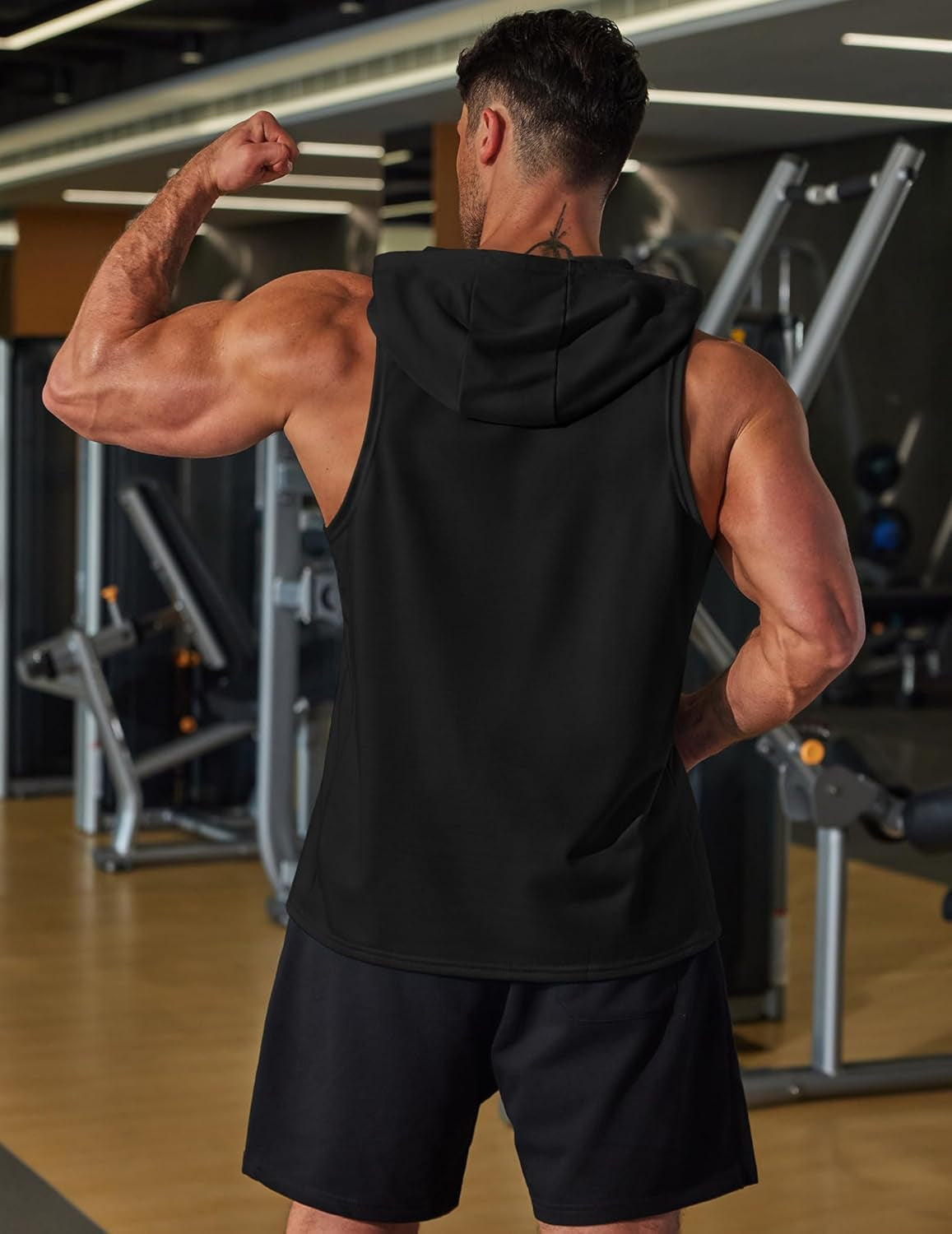 Men'S 2 Pack Workout Hooded Tank Tops Bodybuilding Muscle Cut off T Shirt Sleeveless Gym Hoodies