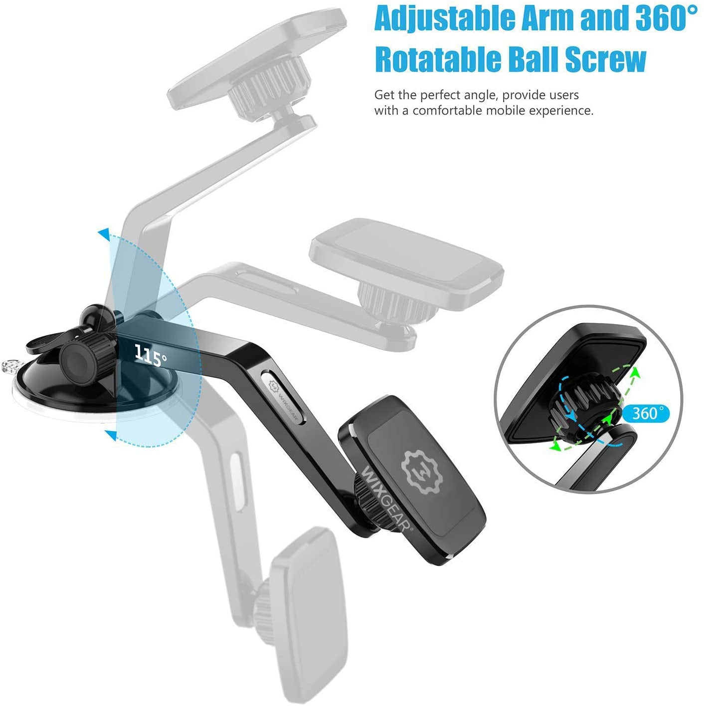Magantic Mount, Universal Dashboard Curved Magnetic Phone Car Mount Holder for Cell Phones and Mini Tablets with Fast Swift-Snap Technology, Magnetic Cell Phone Mount