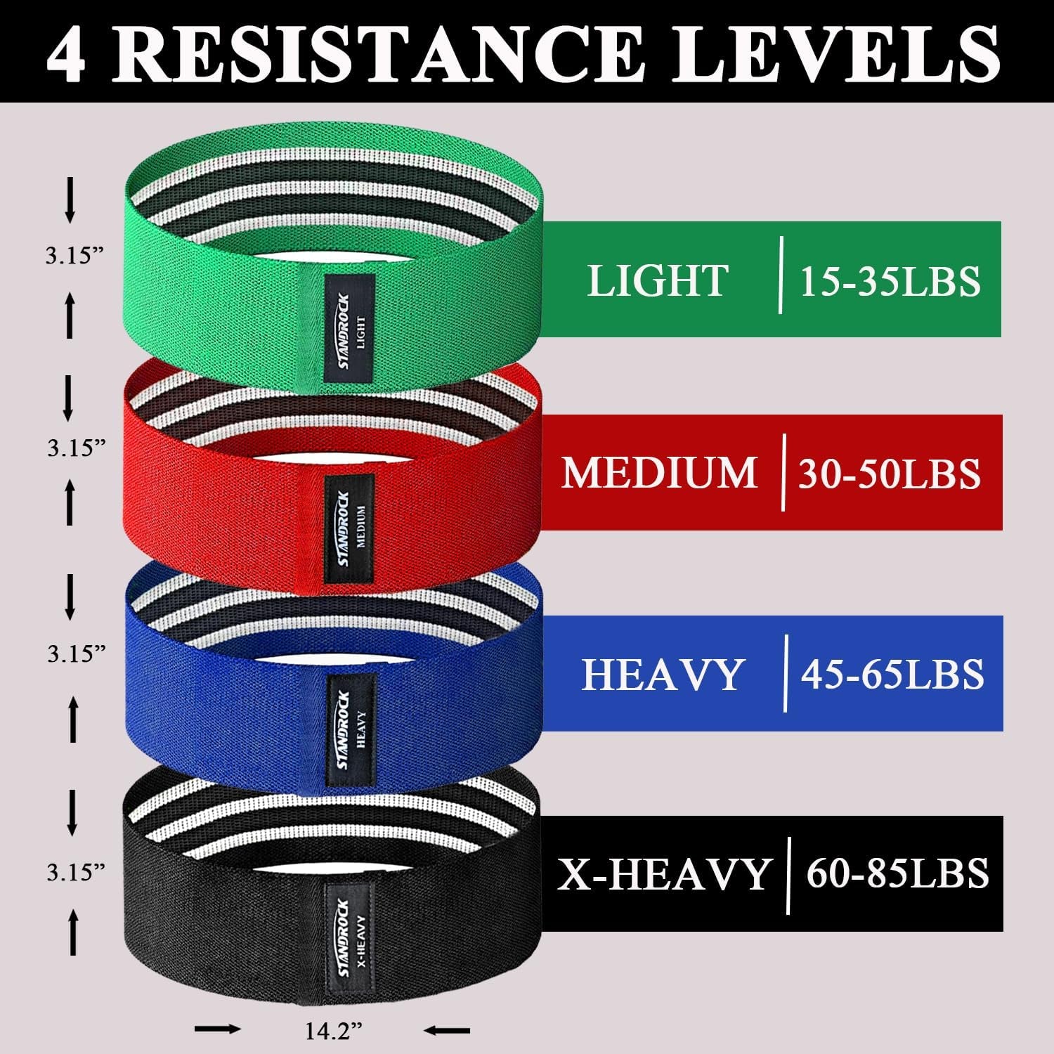 Fabric Resistance Bands for Working Out, 3 and 4 Levels Booty Bands Long Resistance Bands for Women and Men | Elastic Bands for Exercise Bands Resistance Workout Bands Resistance