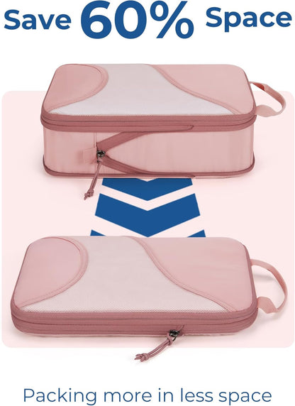 Compression Packing Cubes - 6 Set Travel Packing Cubes for Suitcases, Compression Suitcase Organizers with Shoe Bag