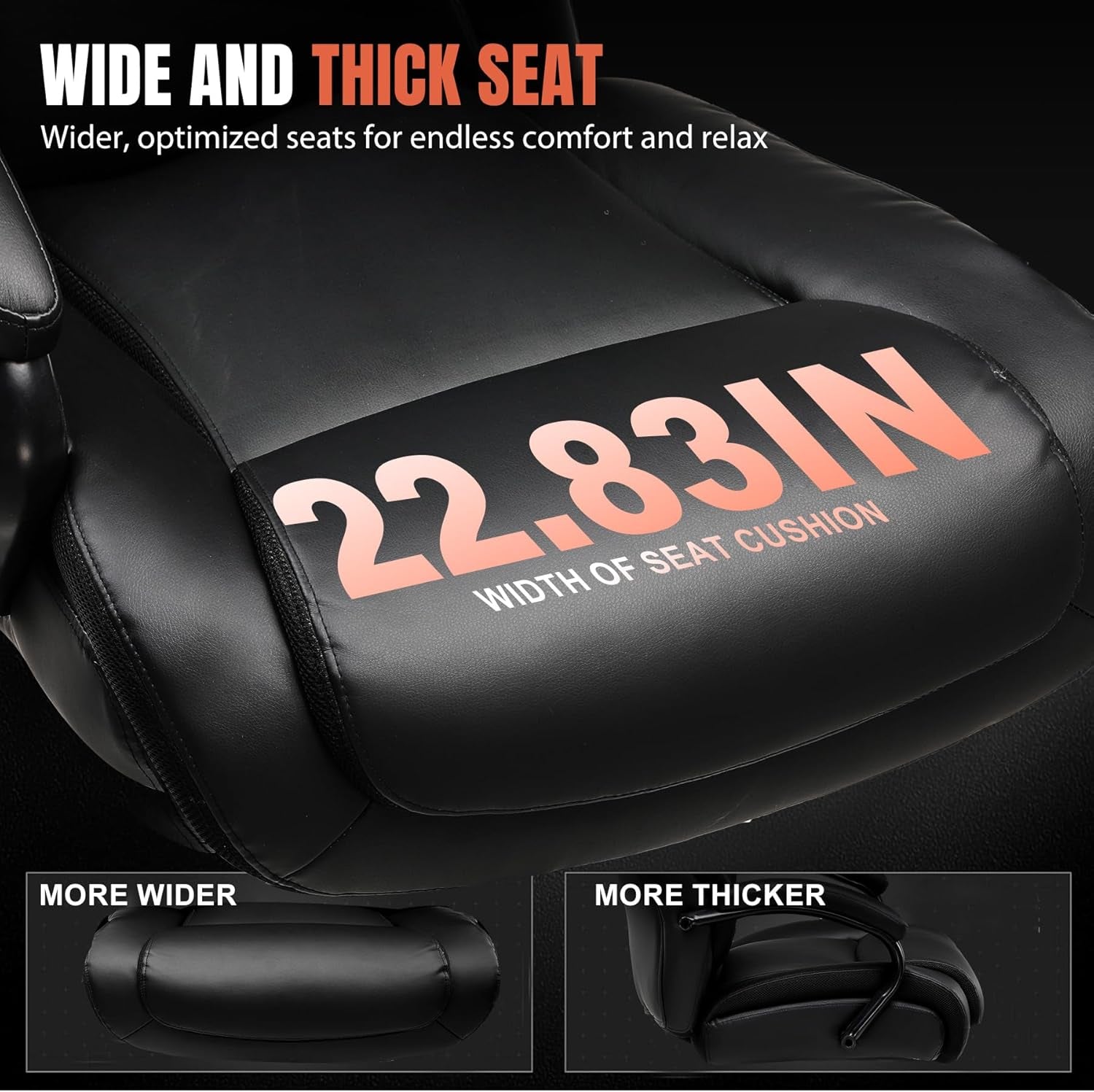 Big and Tall Office Chair 650Lbs Ergonomic Office Chair 6 Gear Adjustable Headrest Swivel Rocking Home Office Desk Chairs Leather High Back Executive Office Chairs with Thickened Armrests