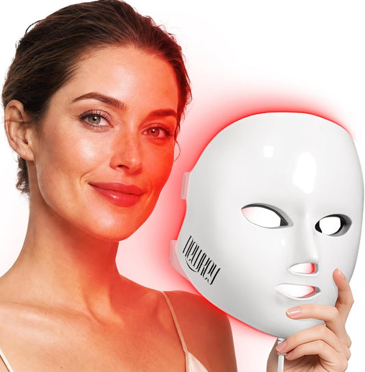 4D LED Red Light Therapy Mask for Face Skin Glowing,630Nm Led Light Therapy Face Mask anti Wrinkle, Blue Light Therapy Face Mask for Acne,Home Use,450 LED Chips,Birthday Gift,Plug In