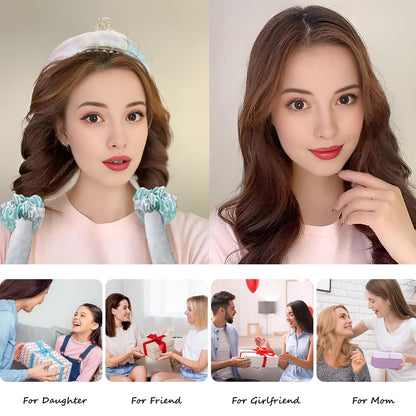 Satin Heatless Hair Curler Set for Overnight Waves - Friendly Curling Rod & Headband, No-Heat Natural Curls Hair Rollers (Dream Nebula)