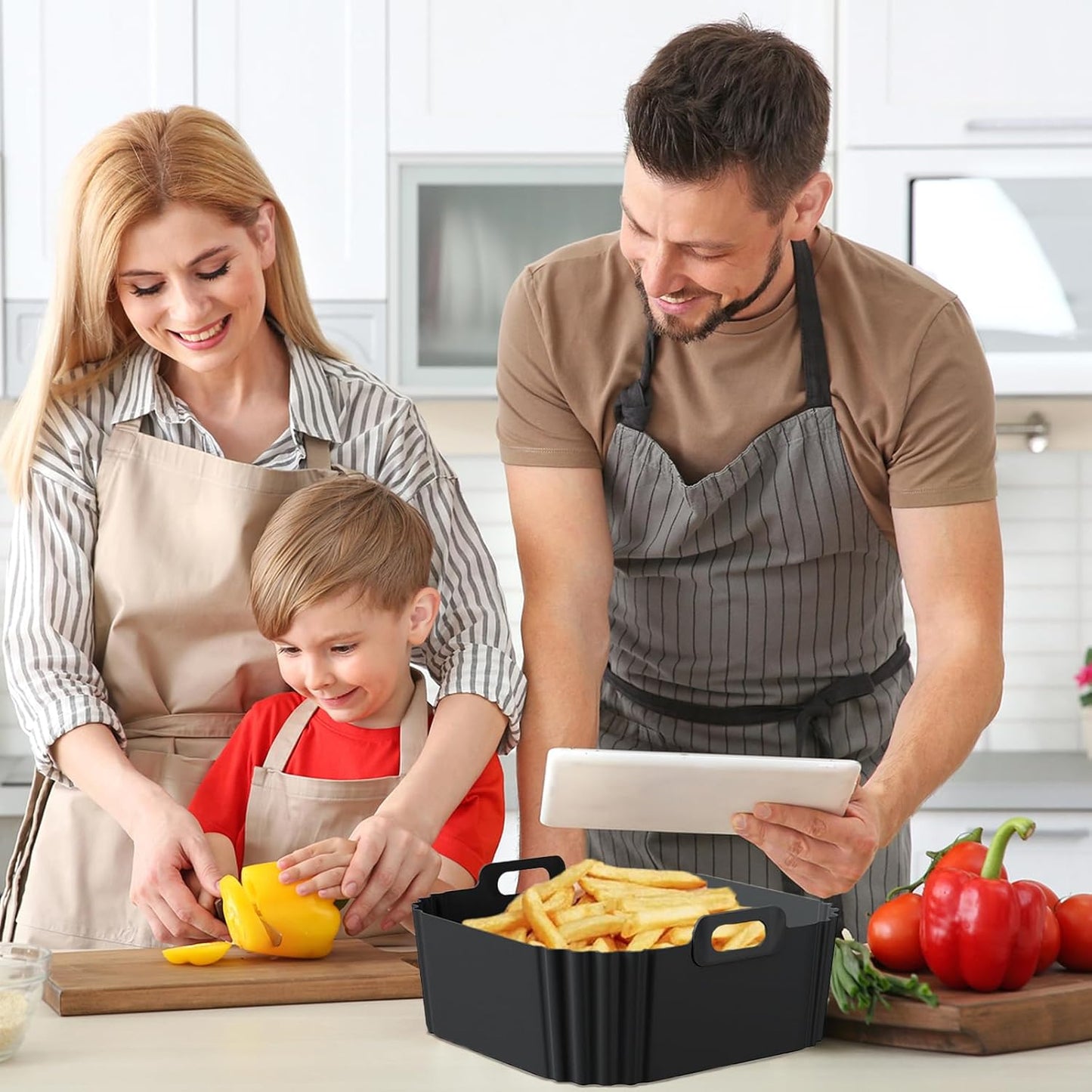 Silicone Air Fryer Liners for Ninja Pro XL AF141 AF140 AF181 Af180,2Pack 8.8Inch Square Airfryer Silicone Liners Reusable Basket for Cosori,Chefman,Instant Pot,Philips,Other 5-8QT Air Fryer