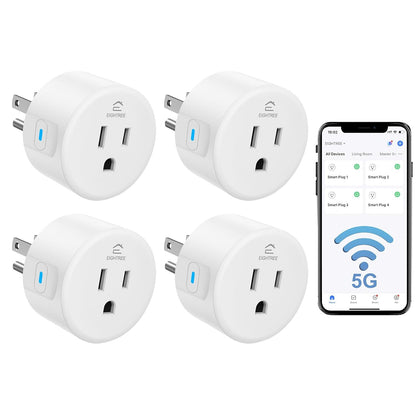 Smart Plug 5Ghz& 2.4Ghz, 15A Wifi Smart Outlet Compatible with Alexa & Google Home, Smart Home Wifi Plug with Remote Control, Timer Outlet with Schedule, 4 Packs