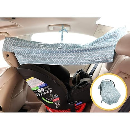 Universal Convertible Car Seat Cover Car Seat Shade Car Seat Sun Shade Visor Extender Car Seat Canopy for Baby and Toddler Car Seat Rear Facing Forward Facing Backseat Sun Shade for Baby