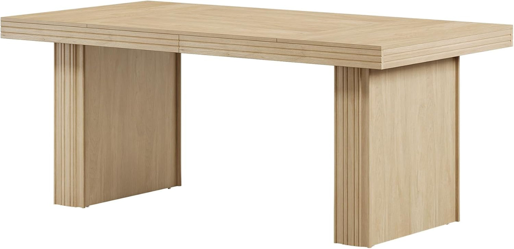 Tribesigns Modern Office Desk, Home Office Table with Wide Fluted Legs, Modern Desk for Home Office, Natural