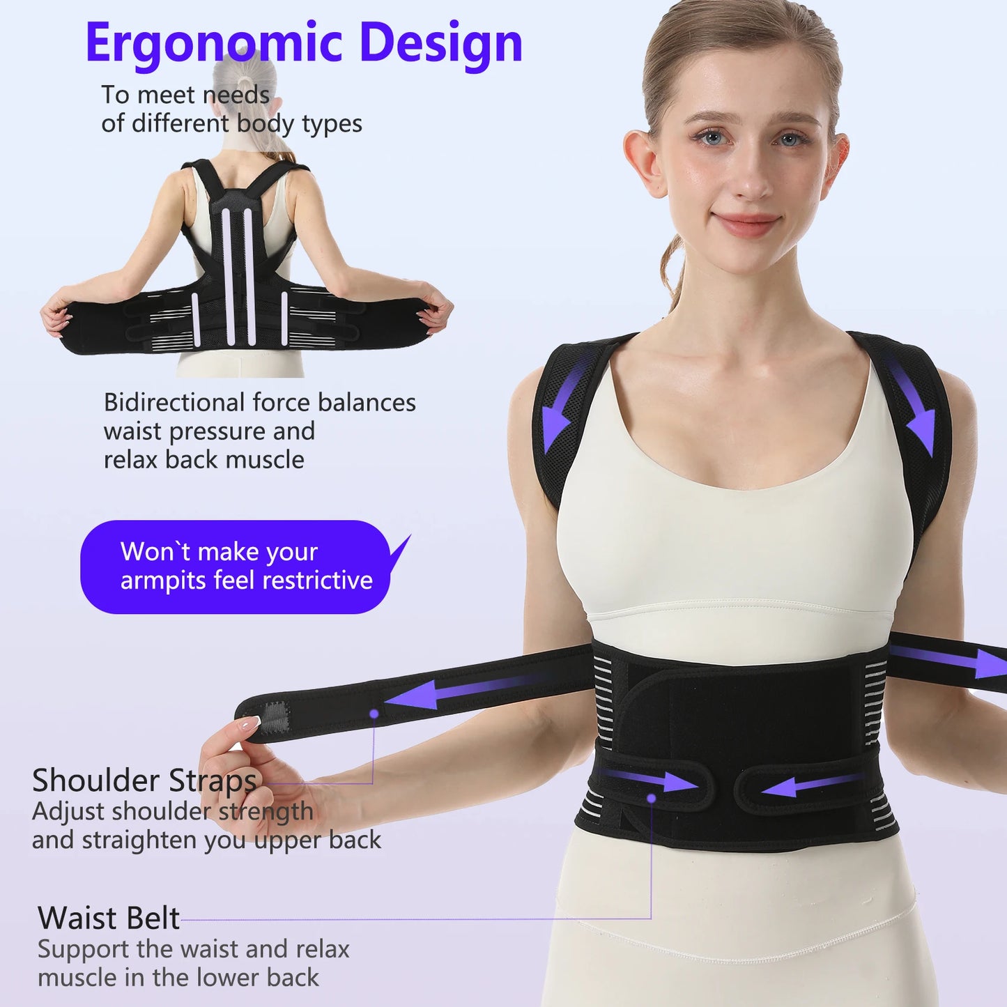 Posture Corrector for Women&Men,Upgraded Full Back Brace Support,Adjustable Shoulder Straightener for Improving Back Posture