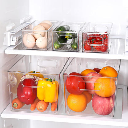 Clear Plastic Storage Bins 8 Pack - Pantry Organizers and Storage, Fridge Organizer Containers for Kitchen, Cabinet, Freezer, Bathroom, Clost, Home Organization