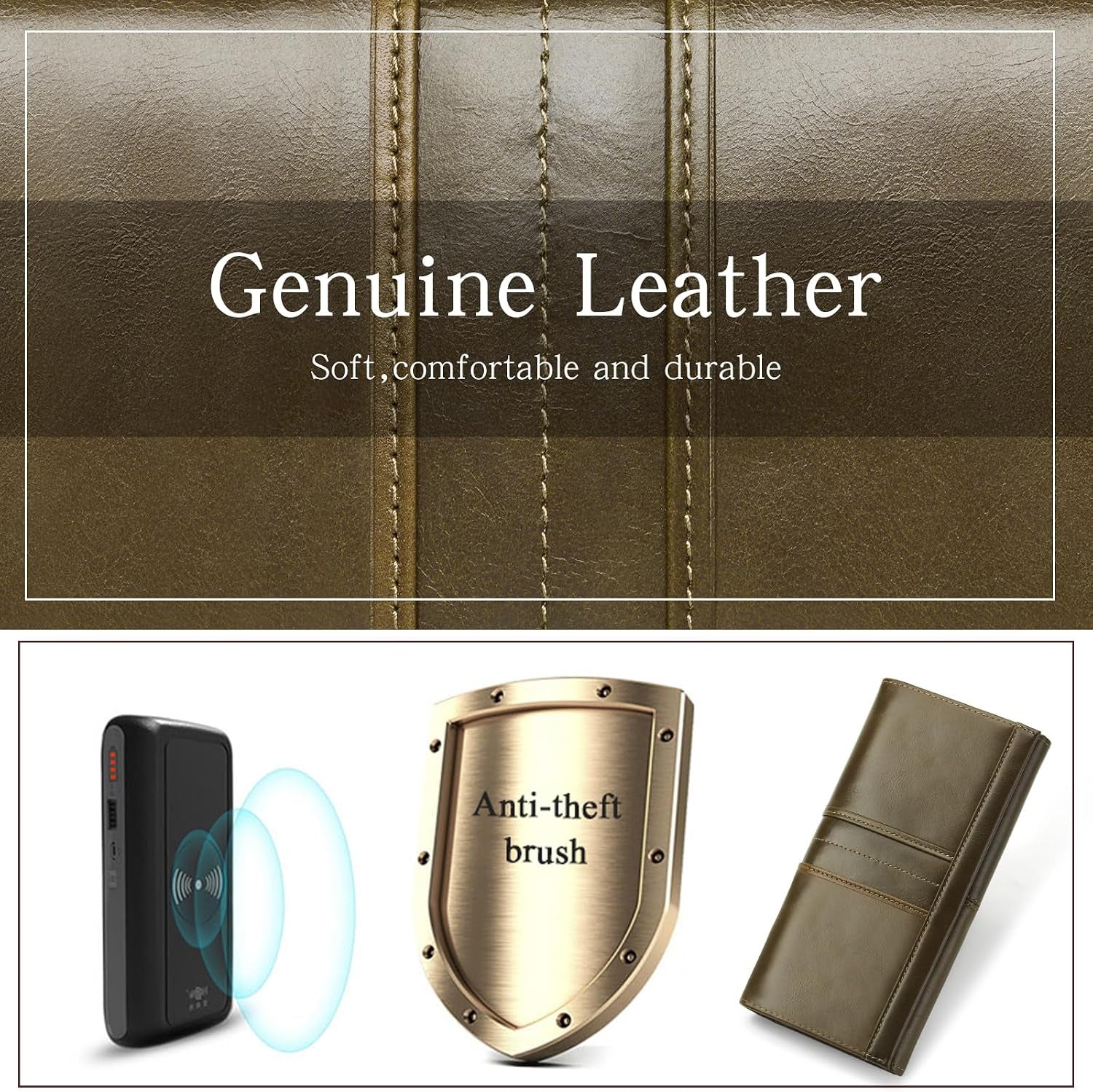 RFID Blocking Wallets for Women Leather Long Ladies Wallet Bifold Womens Wallet with Coin Pocket ID Window,Darkgreen