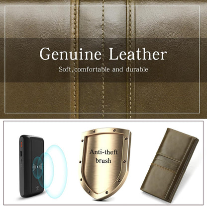 RFID Blocking Wallets for Women Leather Long Ladies Wallet Bifold Womens Wallet with Coin Pocket ID Window,Darkgreen