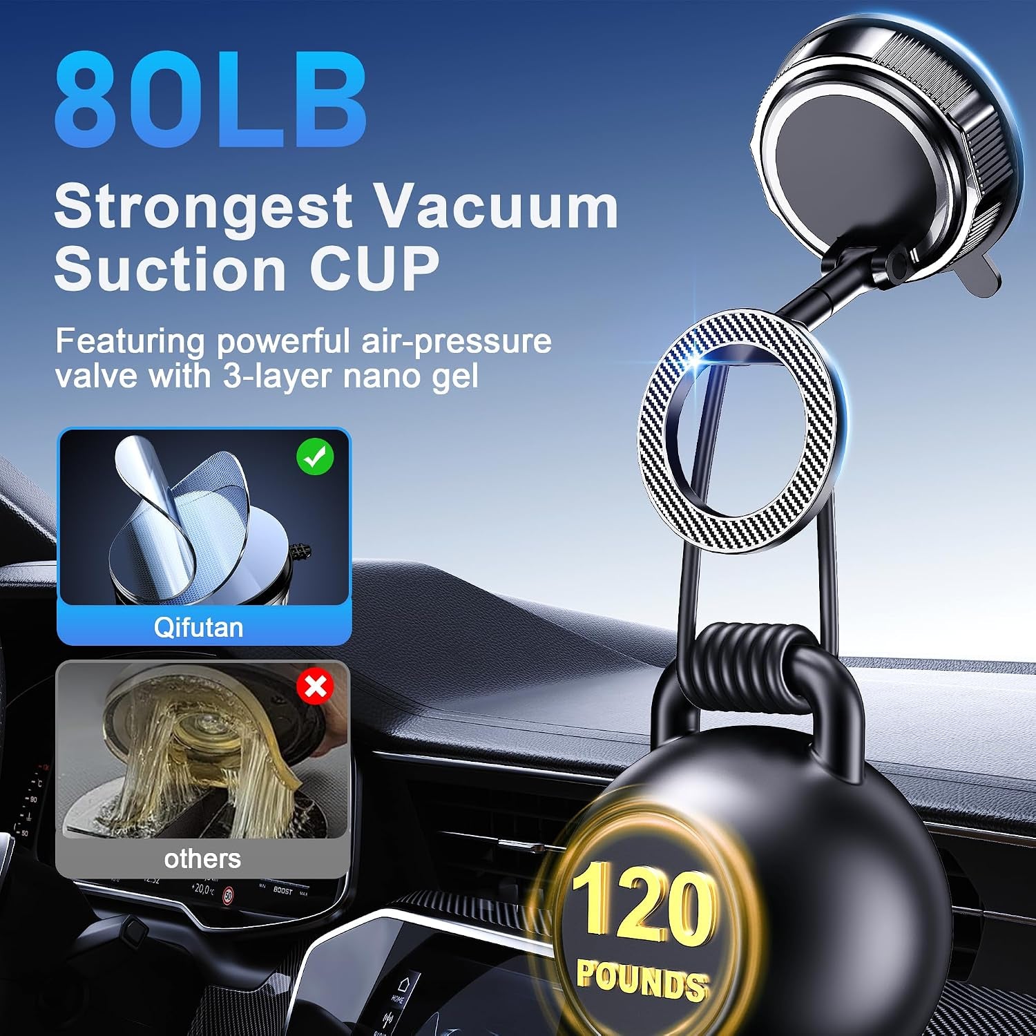 for Magsafe Car Phone Holder Mount Phone Mount for Car Windshield Dashboard Air Vent Universal Hands Free Automobile Cell Phone Holder Fit for Iphone Smartphone Camera Mounts