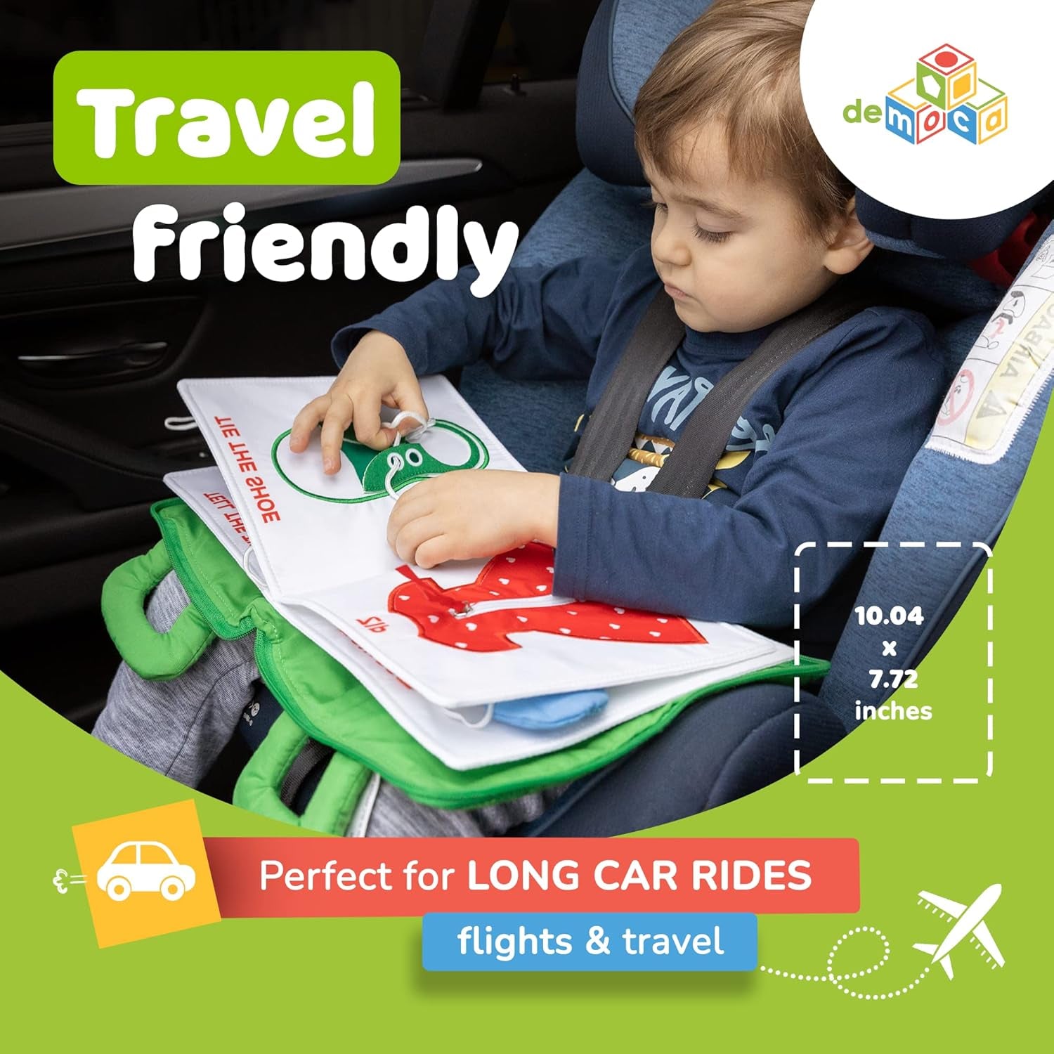 Plane Toys for Toddlers 1-3, Long Flight Must Haves, Quiet Busy Book for 1 Year Old, Airplane Toddler Travel Toys, No Noise Activity Book, All Parts Attached, Gift for Girls & Boys