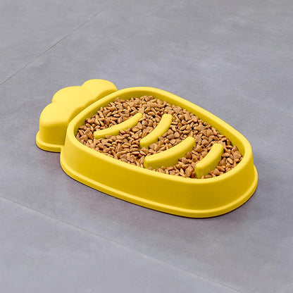 Slow Feeder Dog Bowls,Dog Food Bowls Slow Feeder Cat Bowl Anti-Gulping Pet Slower Food Feeding Dishes Non Slip Puzzle Bowl for Small Medium Breed Dogs (Yellow-Carrot)