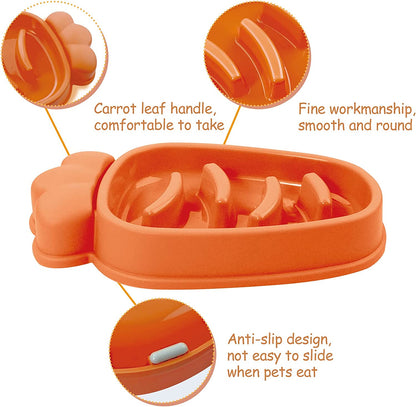 Slow Feeder Dog Bowls,Dog Food Bowls Slow Feeder Cat Bowl Anti-Gulping Pet Slower Food Feeding Dishes Non Slip Puzzle Bowl for Small Medium Breed Dogs (Yellow-Carrot)