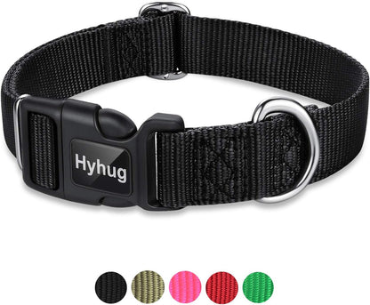 Small Dog Collar Quick-Release Black| Heavy-Duty Nylon Puppy Collar, Adjustable & Durable Pet Supplies for Boy & Girl Dogs (Small, Black)