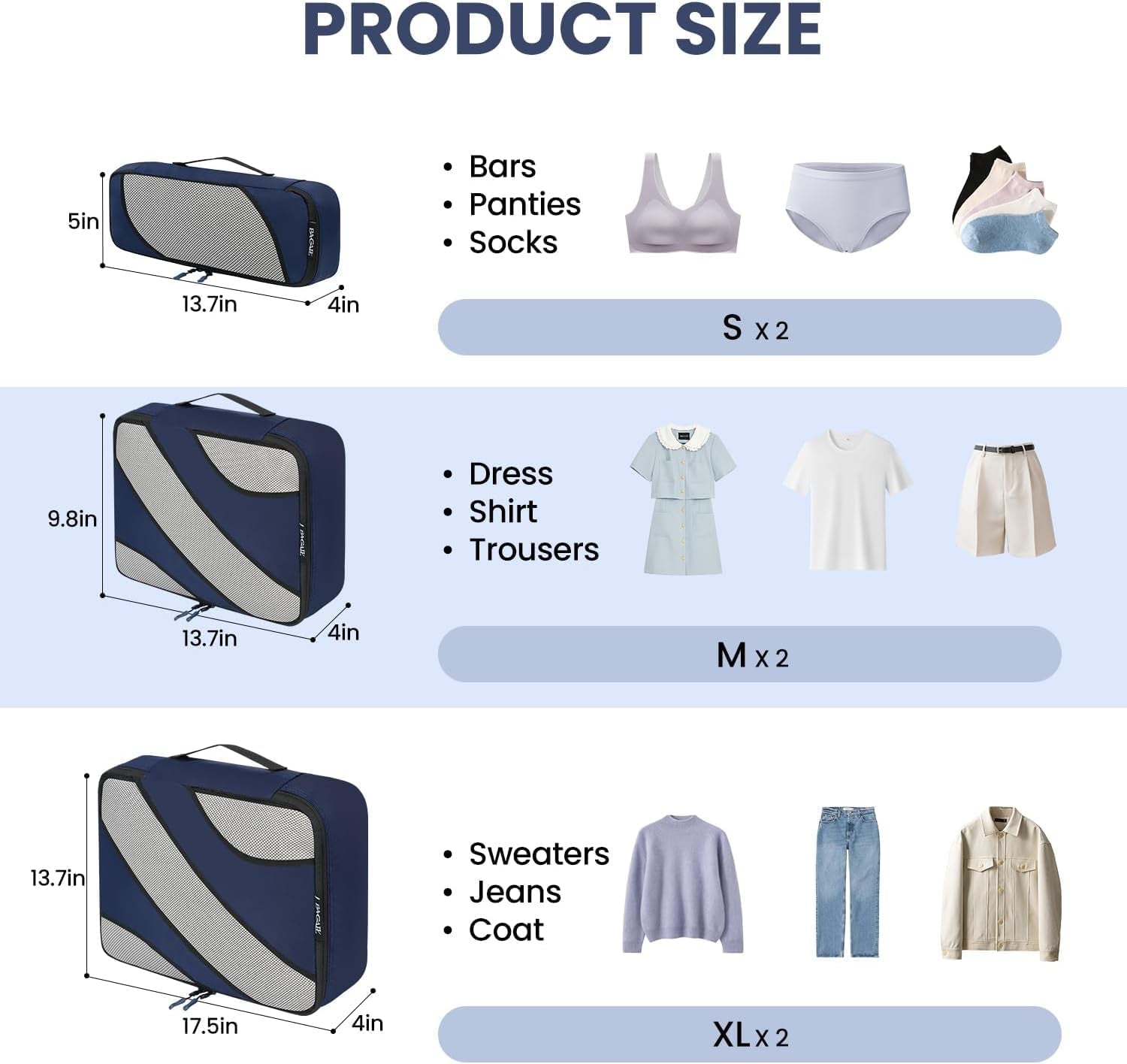 12 Set Packing Cubes