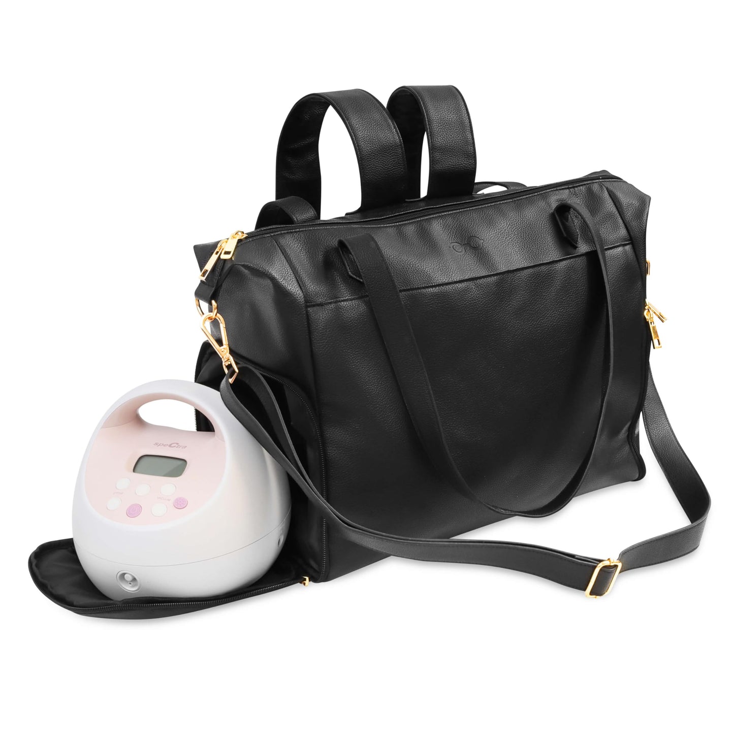 Incognitote Breast Pump Bag - Convertible Breast Pump Backpack - Vegan Leather Pumping Bags for Work w/Luggage Sleeve Prep Mat - Breast Pump Travel Bag - Pumping Bag Compatible with Spectra
