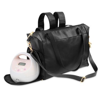 Incognitote Breast Pump Bag - Convertible Breast Pump Backpack - Vegan Leather Pumping Bags for Work w/Luggage Sleeve Prep Mat - Breast Pump Travel Bag - Pumping Bag Compatible with Spectra