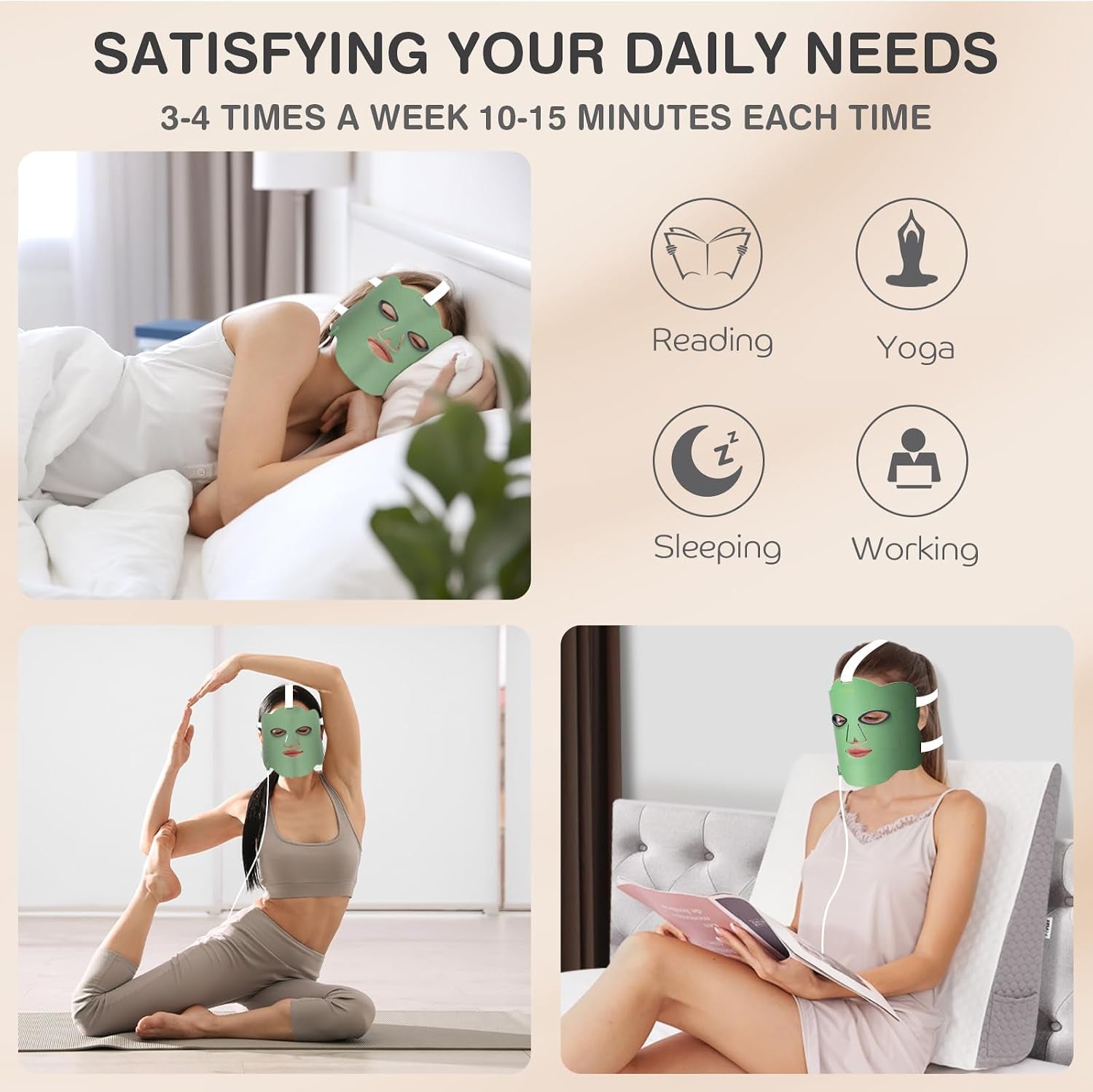 660Nm & 850Nm Red Light for Face, Soft LED Red Light Mask Face for Home Use