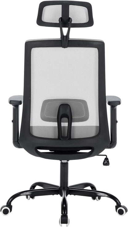 Ergonomic Office Chair, Gray Home Office Chair with Headrest Adjustable