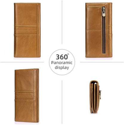 RFID Blocking Wallets for Women Leather Long Ladies Wallet Bifold Womens Wallet with Coin Pocket ID Window,Brown