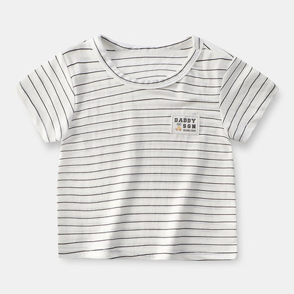 Boys and Girls Stripe Short Sleeve T-shirt Kids Clothing