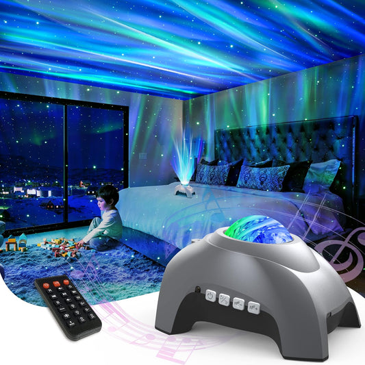 Aurora Projector -  Star Projector for Kids Adults, Night Light Projector Bluetooth Speaker White Noise, Galaxy Projector Northern Lights for Bedroom Decor, Party, Ceiling