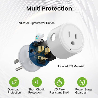 15A 120-Volt Wifi Smart Plug Timer Remote Control Alexa Google Home Compatible 5Ghz 2. 4Ghz White 4-Pack