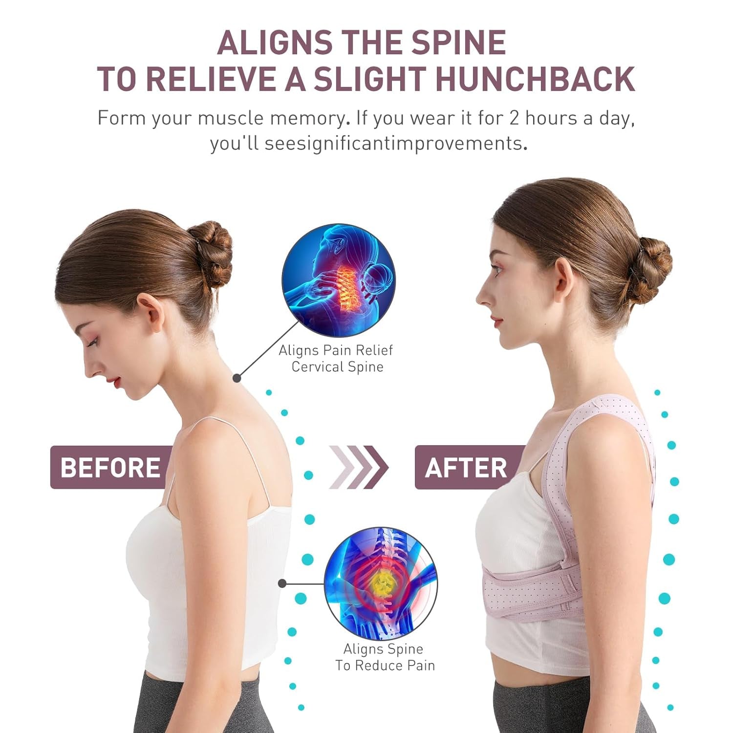 Posture Corrector for Women, Adjustable Back Brace for Posture, Back Posture Corrector Providing Pain Relief from Lumbar, Shoulder,Neck, and Clavicle, Back (L/XL 35-44 Inch)