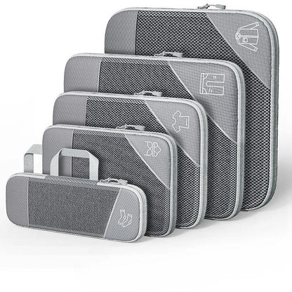 5PCS Compression Packing Cubes, Mesh Travel Packing Cubes for Suitcases, Lightweight Organizers Bag Set for Travel Essentials