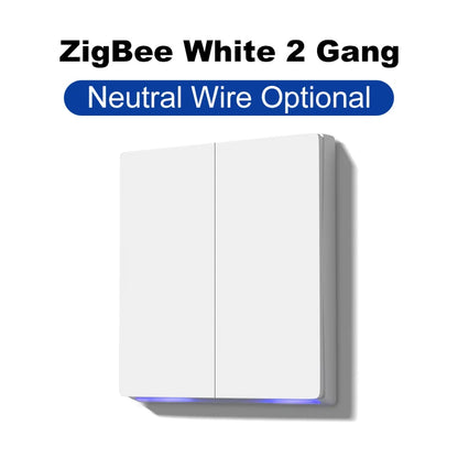 Tuya Smart Zigbee Wall Switch Wifi Smart Button Light Switch 1/2/3/4 Gang No Capacitor Needed Works with Alexa Hey Google