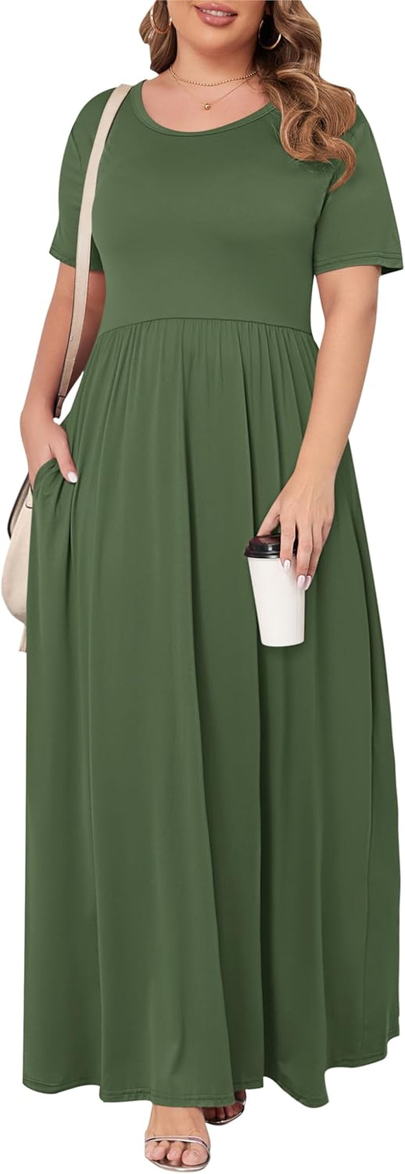 Women’S plus Size Maxi Dresses for Curvy Women Summer Casual Short Sleeve 2026 Long Dress 14W-26W