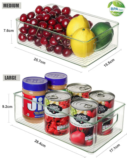 Set of 8 Clear Fridge Organizer Bins, Stackable Refrigerator Organizers and Storage for Fridge, Freezer, Pantry, BPA Free