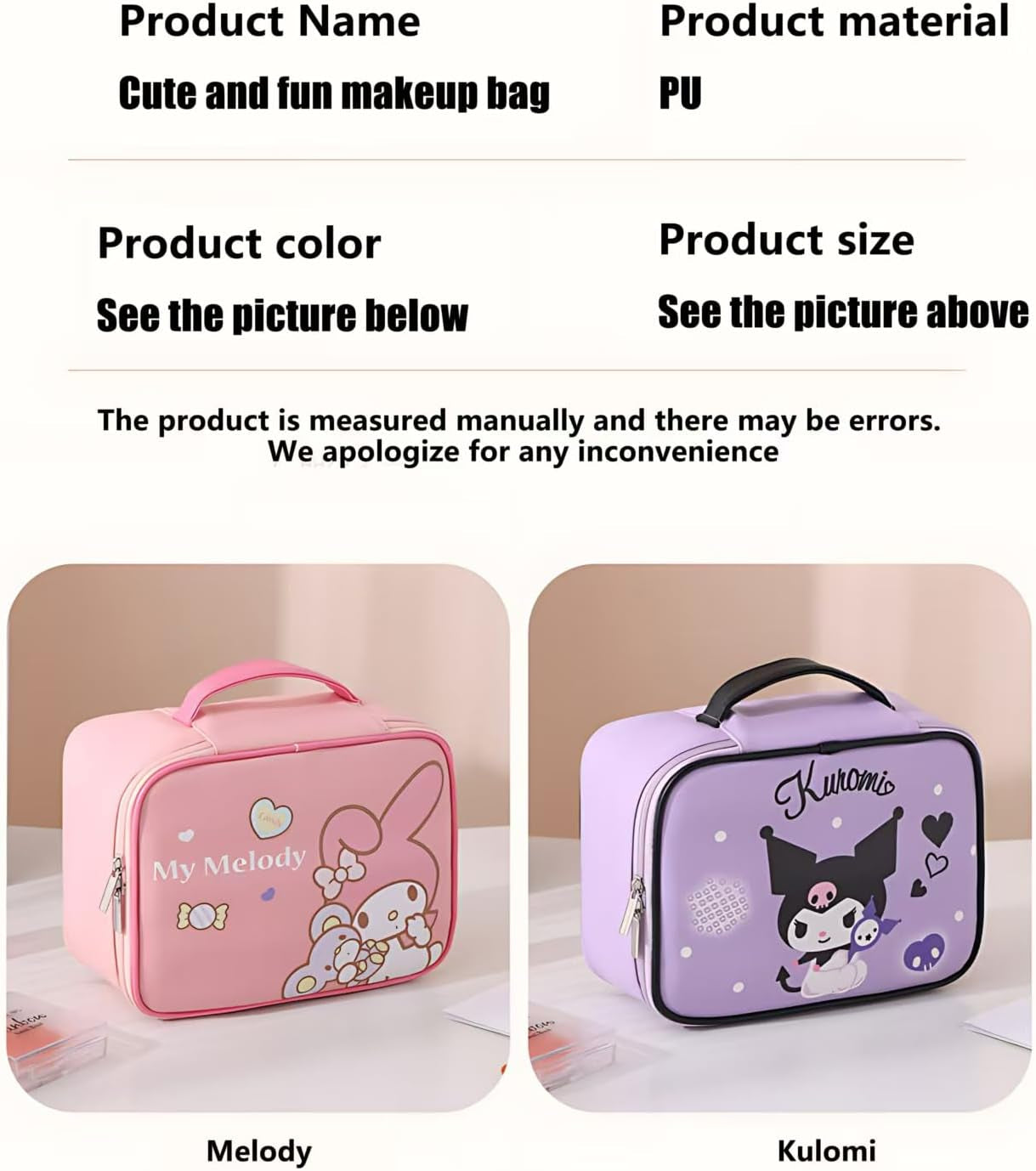Kitty Makeup Bag – Makeup Organizer, Travel Toiletry Bag for Women & Girls | Cute Cosmetic Bag, Train Case For, Travel Bag, Toiletry Bag for Women, Make up Storage (Pink Kitty)