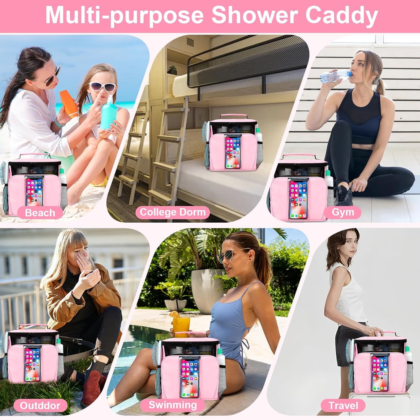 College Dorm Room Essentials for Girls, Quick Dry Mesh Shower Caddy, Travel Cruise Ship Essentials,Travel Toiletry Bag for Women, Large Makeup Organizer for Full-Sized Toiletries Gifts for Women