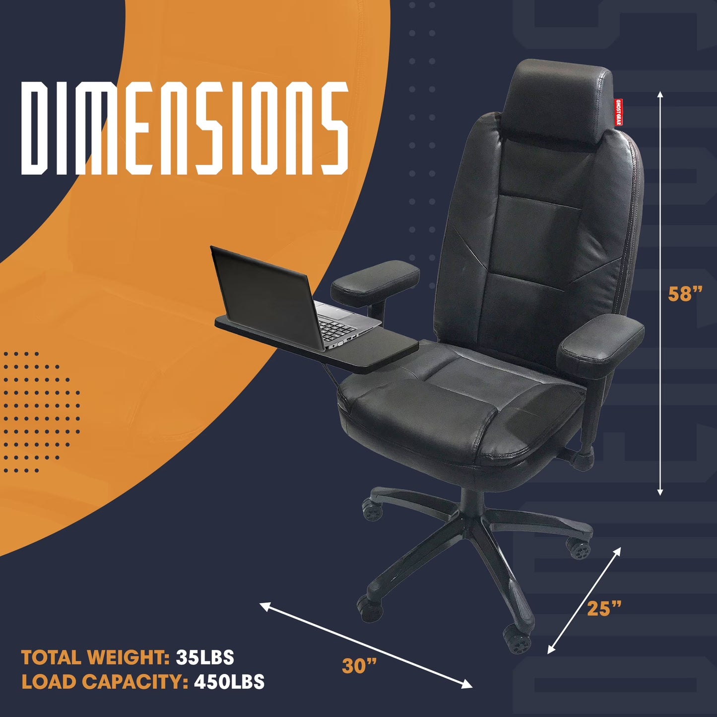 Adult Plush Hand Stitched Leather Ergonomic Gaming Chairs with Laptop Tray Desk Chair, Black