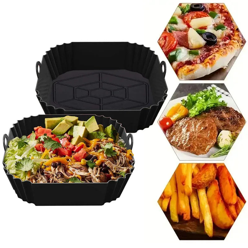 Air Fryer Silicone Liners Air Fryer Silicone Pot Reusable Silicone Air Fryer Liners Food Safe Non Stick Air Fryer Basket Accesso