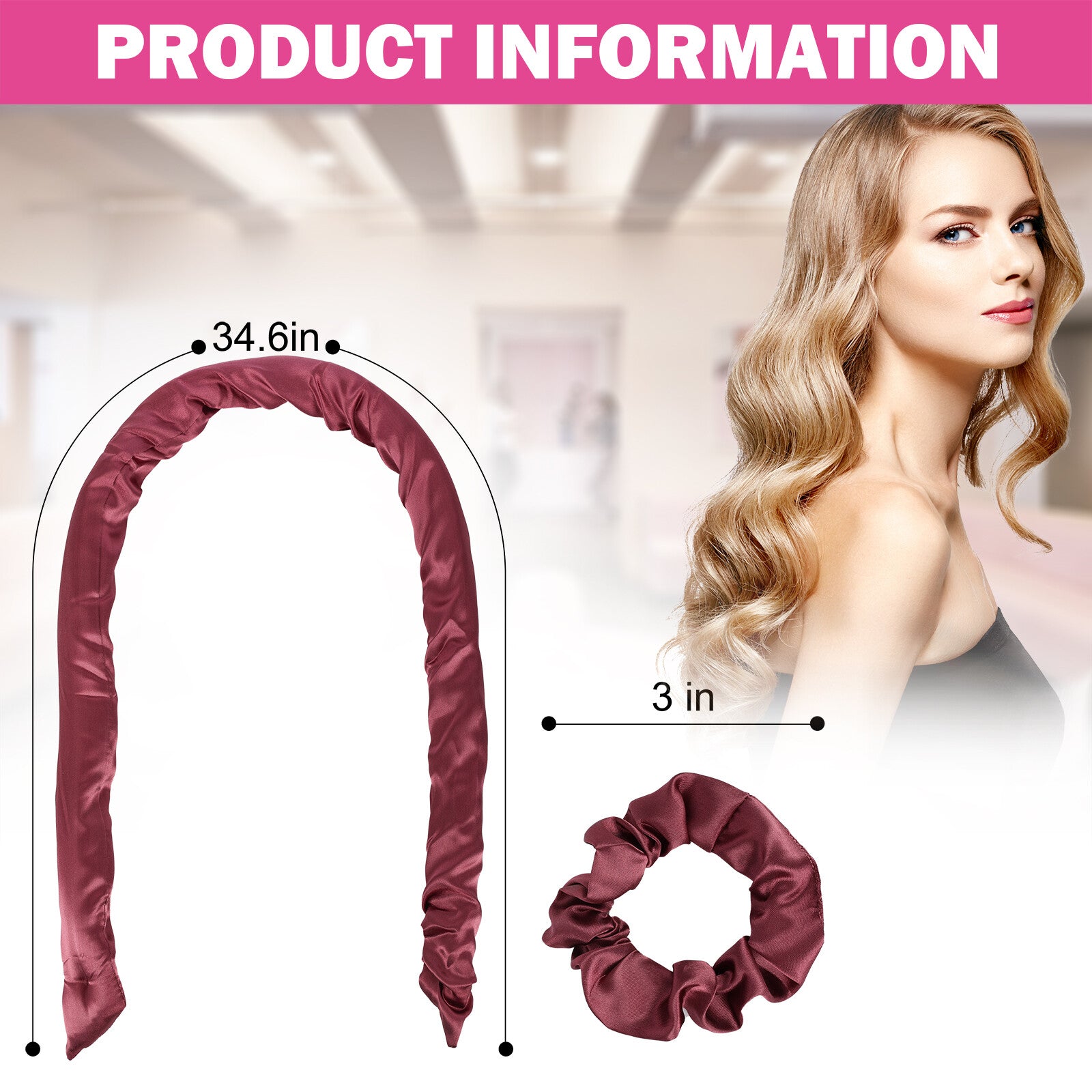 Heatless Curling Headband with Scrunchies Overnight Hair Curlers for Long Hair