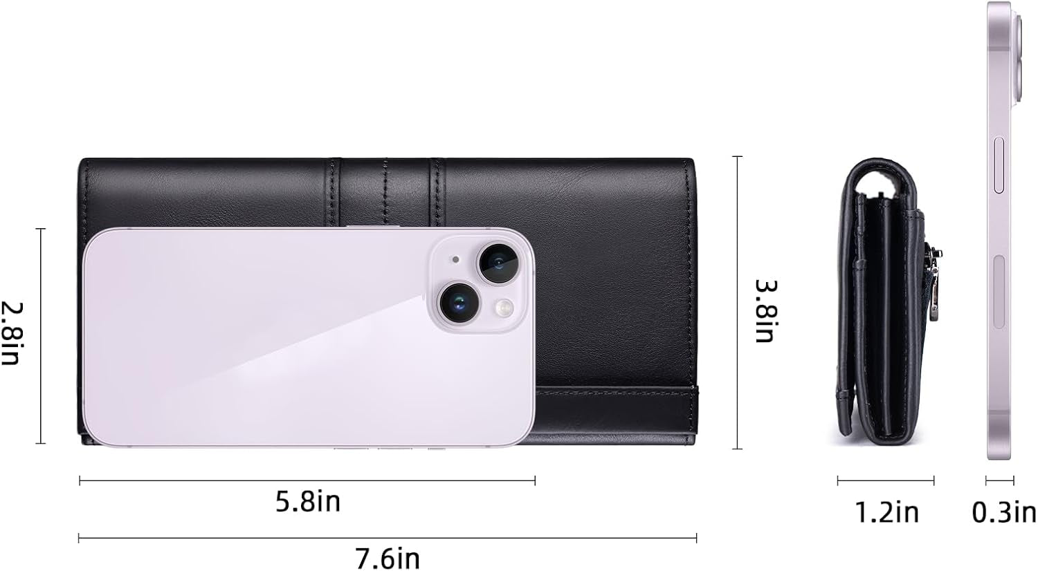 RFID Blocking Wallets for Women Leather Long Ladies Wallet Bifold Womens Wallet with Coin Pocket ID Window,Black