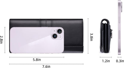 RFID Blocking Wallets for Women Leather Long Ladies Wallet Bifold Womens Wallet with Coin Pocket ID Window,Black
