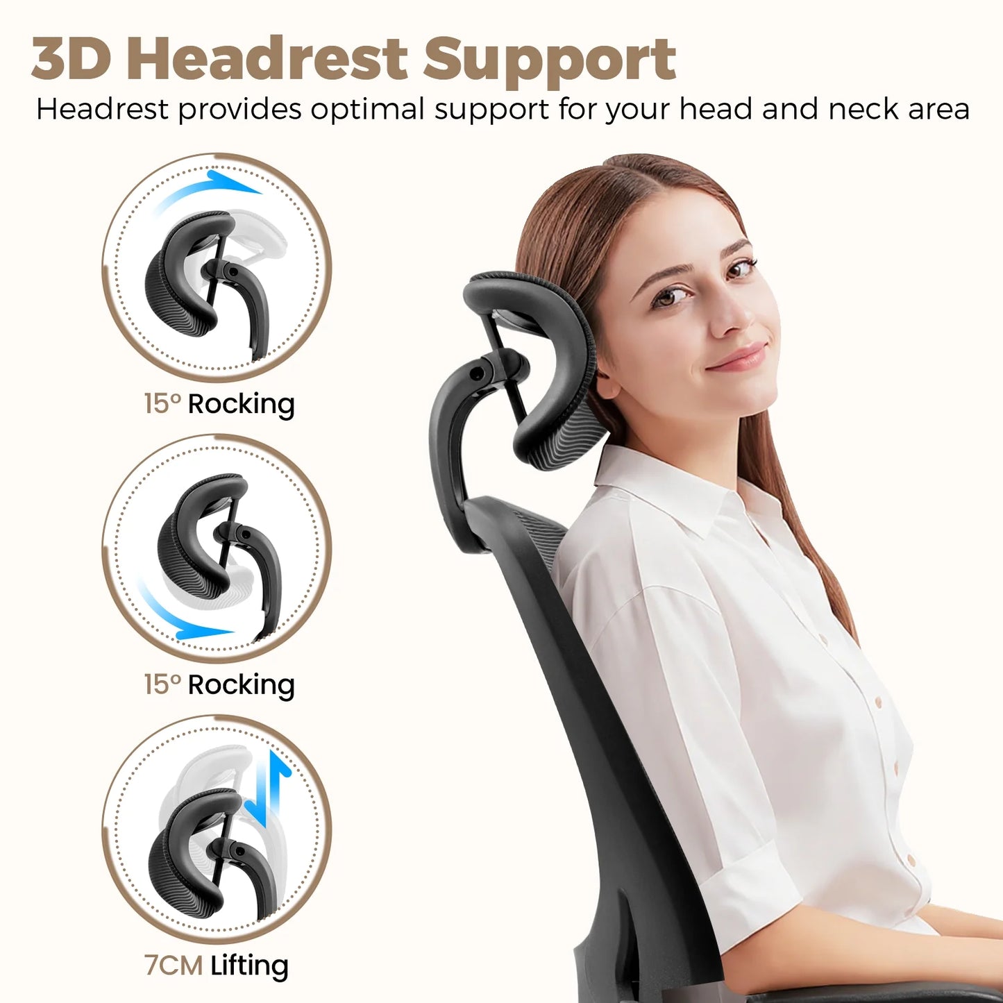 Office Chair Ergonomic Desk Chair, High Back Office Chair with Headrest, Big and Tall Comfy Home Office Desk Chair Lumbar Support Breathable Mesh Office Chair, Black