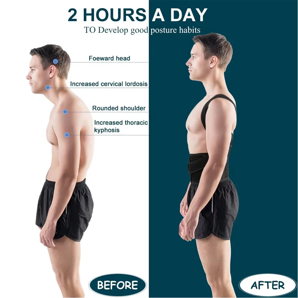 Posture Corrector for Women and Men, Back Brace Adjustable & Comfy, Support Straightener for Back, Neck, Clavicle and Shoulder