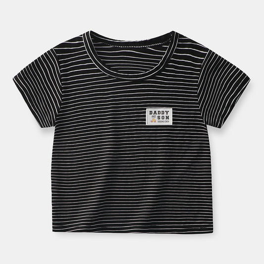 Boys and Girls Stripe Short Sleeve T-shirt Kids Clothing