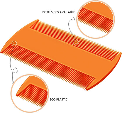 6 Pack Flea Lice Comb Stainless Steel Dog Cat Grooming Combs with Rounded Teeth, Double Sided Pet Tear Stain Remover Dematting Tool for Pets(White, Yellow, Green, Purple, Orange, Dark Blue)