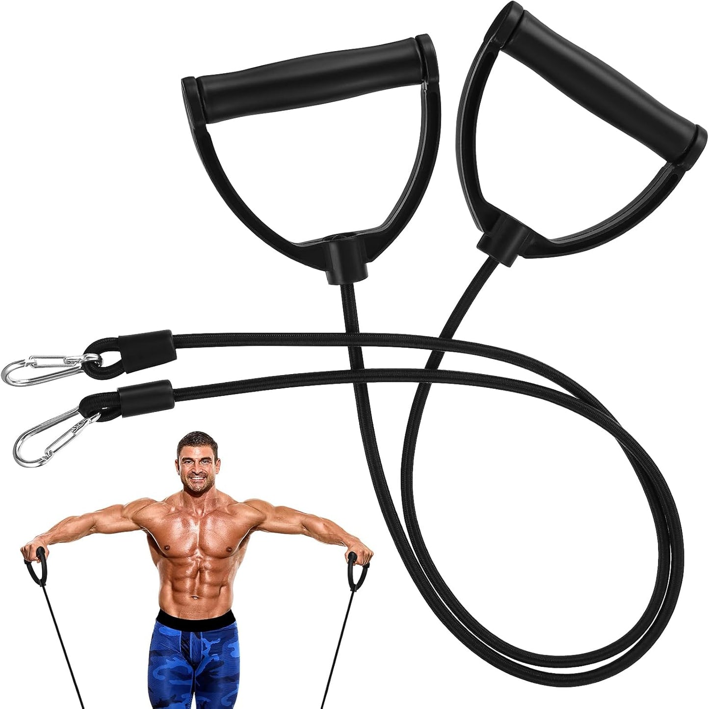 Resistance Bands: 1 Pair Stepper Resistance Band Fitness Exercise Bands with Handles Fitness Bands Pull Ropes Exercising Bands Resistance Bands for Workout Strength Training at Home, Black
